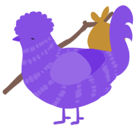 A blurple chicken with a bar pattern
