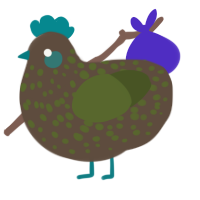 A bark and olive chicken with a speckle pattern