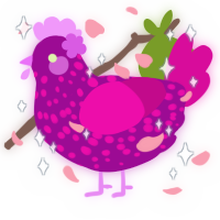 petunia, a plum and fuchsia chicken with a speckle pattern