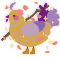A honey and lilac chicken with a bar pattern
