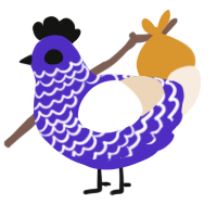 Menace, a indigo and cream chicken with a lace pattern
