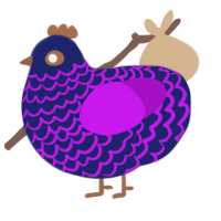 A navy and amethyst chicken with a lace pattern