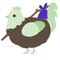 A bark and gluppy chicken with a head pattern
