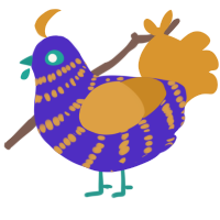 (unnamed), a indigo and orange chicken with a bar pattern