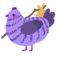 Lilac, a lilac and overcast chicken with a bar pattern