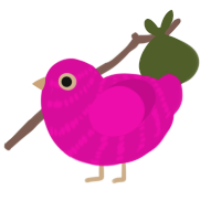 Corsage, a fuchsia chicken with a bar pattern