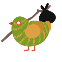 (unnamed), a chartreuse and orange chicken with a bar pattern