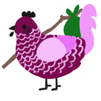 A wine and lavender chicken with a lace pattern