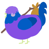 (unnamed), a blurple and ultramarine chicken with a head pattern
