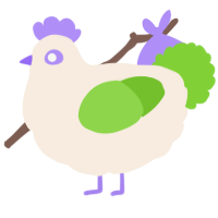 A cream and grass chicken