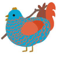 A cerulean and vermilion chicken with a lace pattern