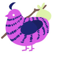 Hubba Bubba, a orchid and navy chicken with a bar pattern