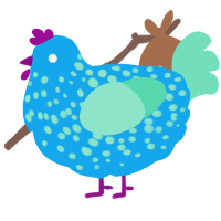 A sky and mint chicken with a speckle pattern