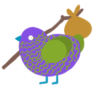 The Joker Baby, a blurple and chartreuse chicken with a lace pattern