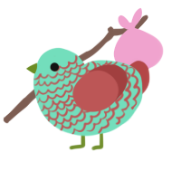 Weird Color, a mint and red chicken with a lace pattern
