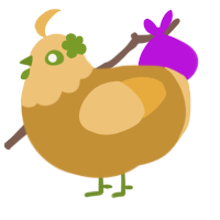 Wheatley, a gold and honey chicken with a head pattern