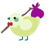 A lemon and apple chicken with a head pattern