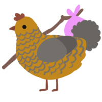 A ochre and grey chicken with a lace pattern