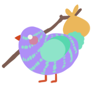 Peri, a lilac and mint chicken with a bar pattern