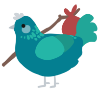A sea and turquoise chicken with a neck-speckle pattern
