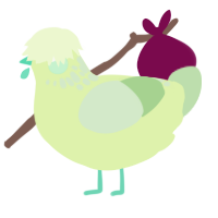 Slime, a apple and gluppy chicken with a neck-speckle pattern