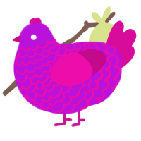A amethyst and fuchsia chicken with a lace pattern