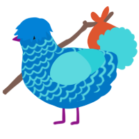 A sapphire and aqua chicken with a lace pattern