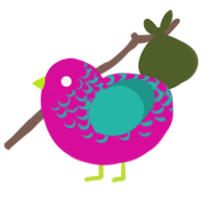 (unnamed), a fuchsia and turquoise chicken with a half-lace pattern
