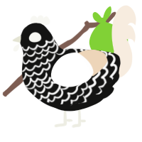 A black and cream chicken with a lace pattern