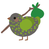 Fern, a grey and chartreuse chicken with a speckle pattern