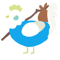 Seaspray, a sky and white chicken with a head pattern