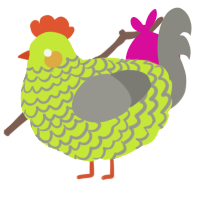 Tennis ball, a lime and ash chicken with a lace pattern