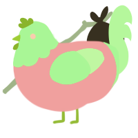 party hardy, a viridian and wine chicken with a head pattern