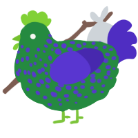 (unnamed), a viridian and indigo chicken with a speckle pattern