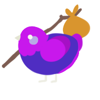 Purgling, a indigo and amethyst chicken with a head pattern