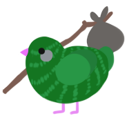 Melon, a leaf and viridian chicken with a bar pattern