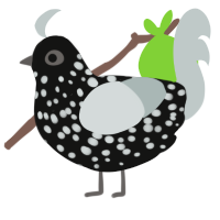 A black and silver chicken with a speckle pattern