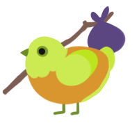 Temu Shrek, a orange and lime chicken with a head pattern