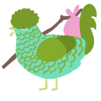 asparagus, a mint and chartreuse chicken with a lace pattern