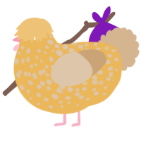 A honey and beige chicken with a speckle pattern