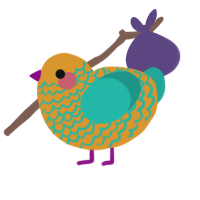 (unnamed), a orange and turquoise chicken with a lace pattern