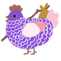 A blurple and rose chicken with a lace pattern
