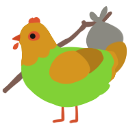 A grass and ochre chicken with a head pattern