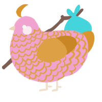 (unnamed), a pink and orange chicken with a lace pattern
