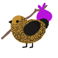 Thunder, a gold and sable chicken with a double-lace pattern