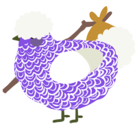 Transmission Over, a blurple and white chicken with a double-lace pattern
