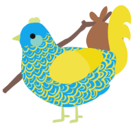 A sky and yellow chicken with a double-lace pattern
