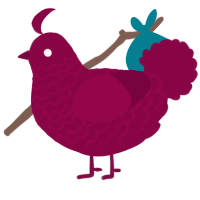 A maroon chicken with a lace pattern