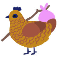 A ochre and russet chicken with a lace pattern