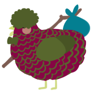 A maroon and olive chicken with a lace pattern